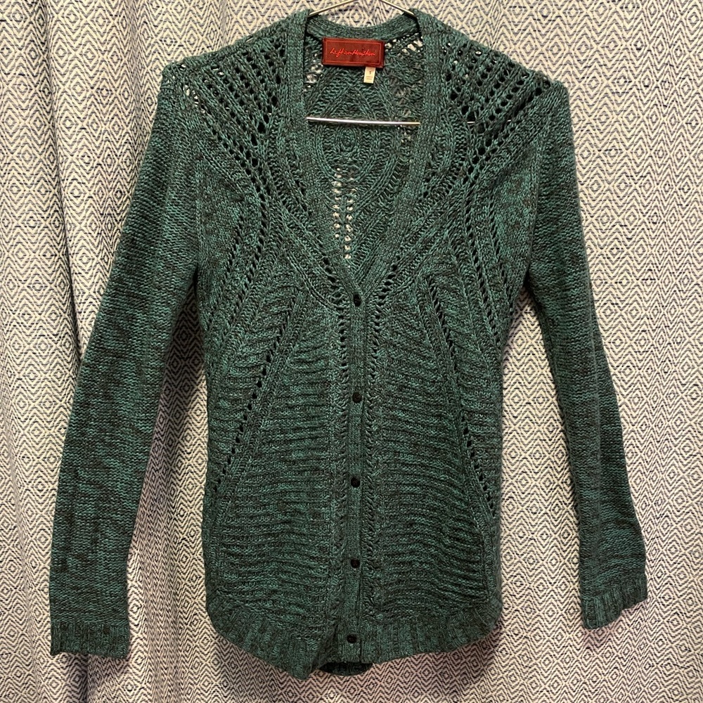 Anthropologie Left on Houston Green Knit Cardigan Sweater Size Small